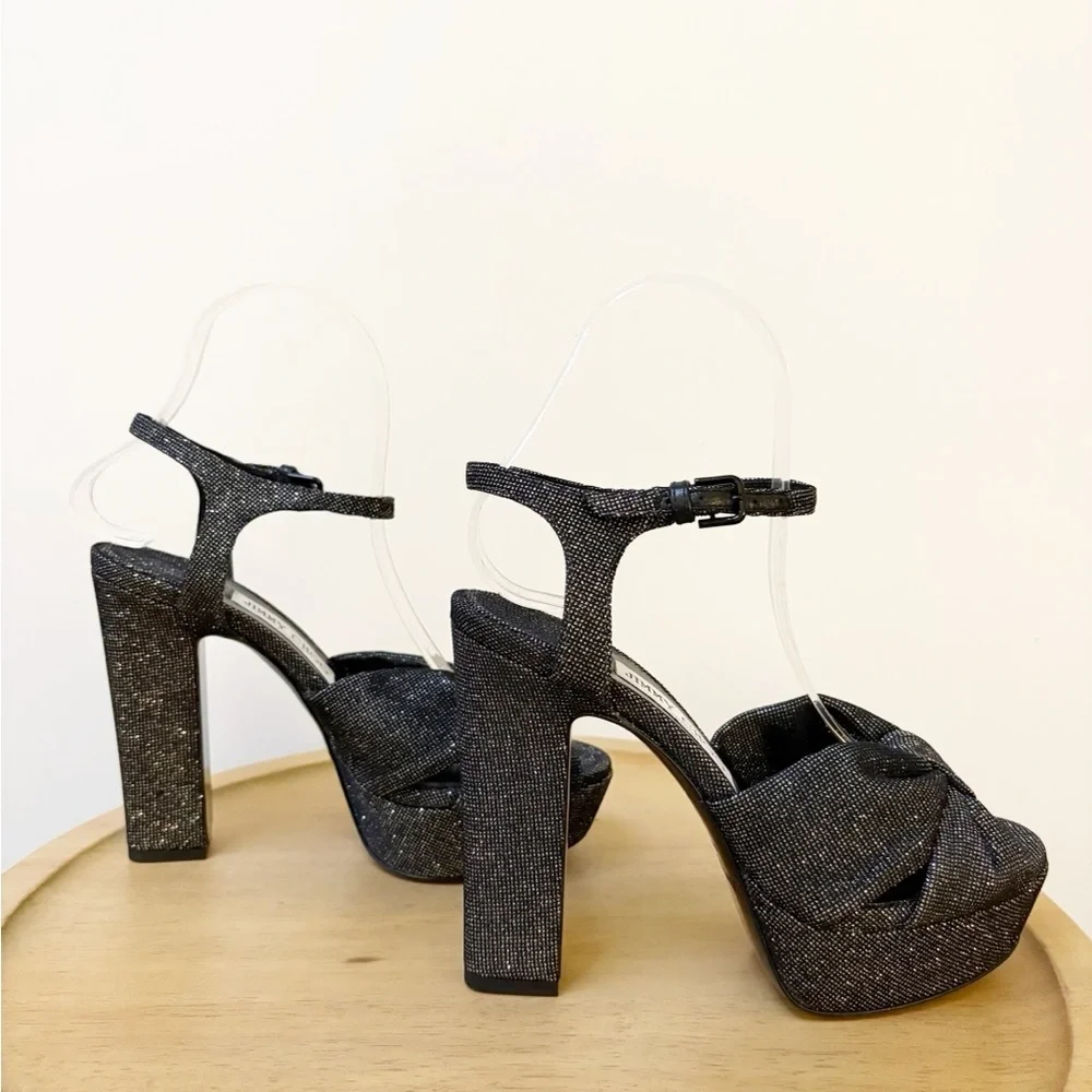 JIMMY CHOO Heloise Glitter Knot Platform Heels